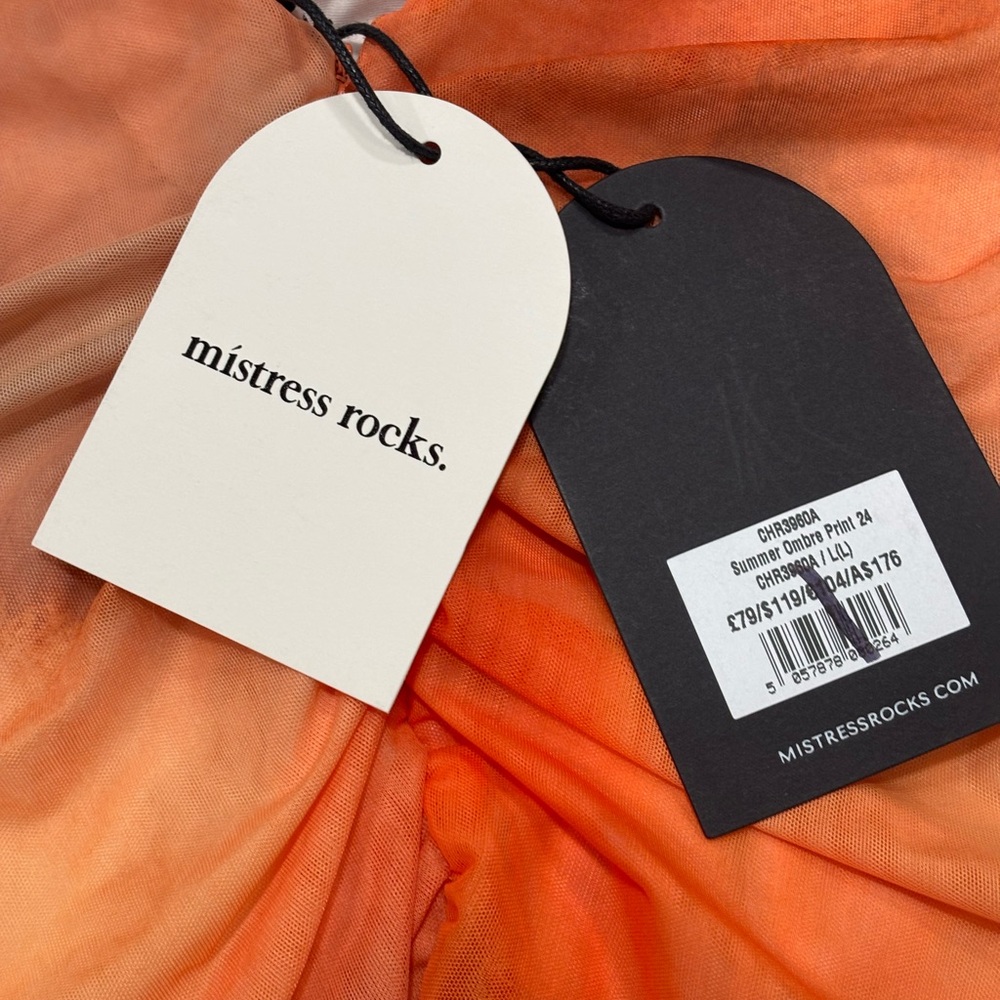 Mistress Rocks Ruffle Side Drape Mesh Minidress StretchSize Large Tall - Picture 6 of 10